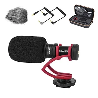 Abbildung von comica Kompaktes Kamera Mikrofon CVM VM10II Richtmikrofon mit Kondensator Wind Muff Cardioid Shotgun für DSLR Kameras Canon, Nikon, Fuji, Sony, Panasonic, Smartphones usw. (rot)