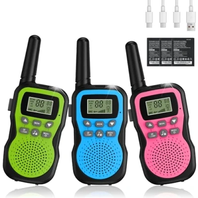 Abbildung von Apkezel Walkie Talkie Aufladbar für Erwachsene Kinder Funkgeräte,Große Reichweite 3 km Walki Talki mit Li ion Akku, VOX Taschenlampe Freien, Camping, Wandern