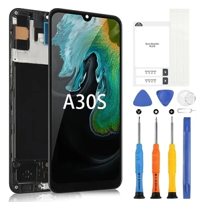 Abbildung von LCD Bildschirm für Samsung Galaxy A30s Display A307F Touchscreen Baugruppe mit Reparatursatz (6,4“, Schwarz Rahmen, Nicht A30 / A03s)