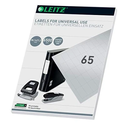 Abbildung von Leitz PC beschriftbare Universal Etiketten 38.1 x 21.2 mm, Weiß, 61820001