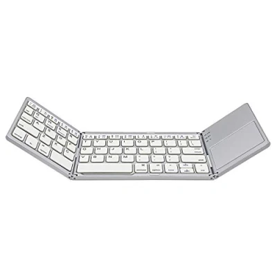 Abbildung von AURTEC Faltbare Bluetooth Tastatur mit Touchpad (usa Layout) Wiederaufladbare tragbare Wireless Mini Keyboard für PC, Tablet, Android, Smartphone SplitterGrau