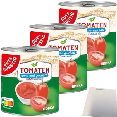 Abbildung von Gut&amp;Günstig Tomaten ganz geschält mit Tomatensaft (800g Dose) + usy Block