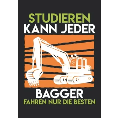 Abbildung von Notizbuch A5 kariert mit Softcover Design: Bauarbeiter Bagger Fahrer Baggerfahrer Geschenk Baustelle: 120 karierte DIN Seiten