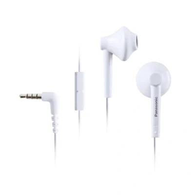 Abbildung von PANASONIC RP TCM55E W Kopfhörer mit Kabel und In Ear Mikrofon (Stereo für Handy, MP3/MP4, Fernbedienung, Bequeme Passform, Neodym Magnet), Weiß