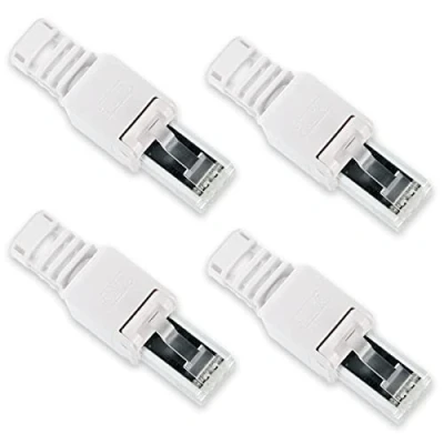 Abbildung von 4X Netzwerk Stecker RJ45 Cat6a Cat6 Cat7 Cat5 LAN Kabel werkzeuglos Netzwerkstecker ohne Werkzeug werkzeugfrei Crimpstecker für Patchkabel Netzwerkkabel