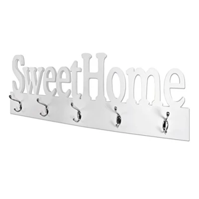 Abbildung von HAKU Möbel Wandgarderobe chrom, weiß, MDF Maße: B 74 cm x H 28 T 7 cm, Style: Modern