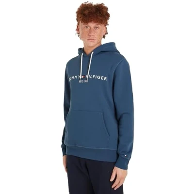 Abbildung von Tommy Hilfiger LOGO Hoody Kapuzenpullover, Herren, Größe: XS, Aegean sea