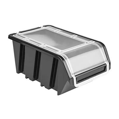Abbildung von 10 x Stapelbox mit Deckel Werkstatt Stapelkiste Sortierbox Box 120x200x90 Schwarz stapelkisten kunststoff lagerboxen stapelbar