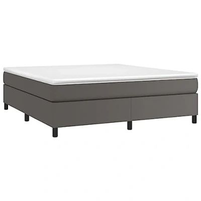 Abbildung von vidaXL Bettgestell, Polsterbett Bett für Schlafzimmer, Bettrahmen mit Lattenrost, Kunstlederbett Doppelbett, Grau 180x200cm Kunstleder