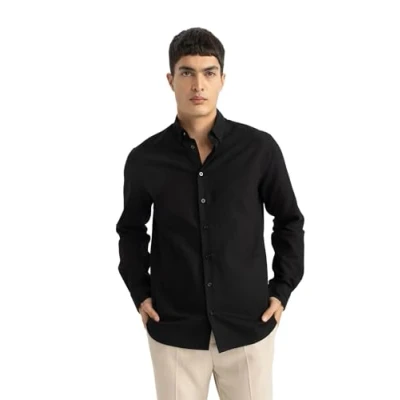 Abbildung von DeFacto Men&#039;s B7383AX Shirt, Black, Large