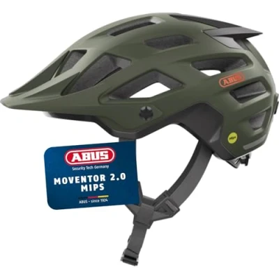 Abbildung von ABUS MTB Helm Moventor 2.0 MIPS Fahrradhelm mit Aufprallschutz für den Geländeeinsatz All Mountain Helm, Unisex Dunkelgrün, Größe M