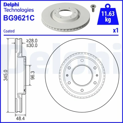Abbildung von Bremsscheibe DELPHI BG9621C