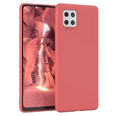 Abbildung von EAZY Case Silikonhülle für Samsung Galaxy A42 5G Hülle Silikon Rot weich stoßfeste Handyhülle Schutzhülle mit Kameraschutz Dünn Premium Schutz Cover TPU Phone Bumper in Hellrot