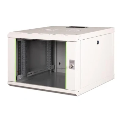 Abbildung von DIGITUS Netzwerk Schrank 19 zoll 7 HE Wandmontage 600 mm Tiefe Traglast 100 kg Unique Serie Glastür Grau