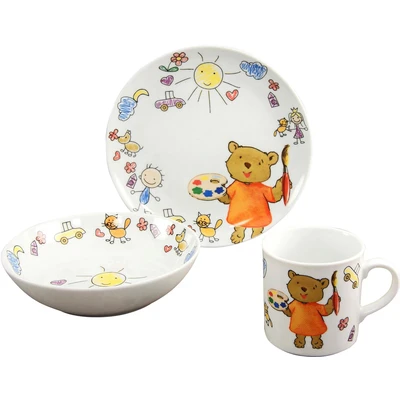 Abbildung von CreaTable Kindergeschirr Set &quot;Teddy&quot;, (Set, 3 tlg., 1 Kinderteller, Kinderbecher, Kinderschale im Set), Made in Europe, Teile, für Person