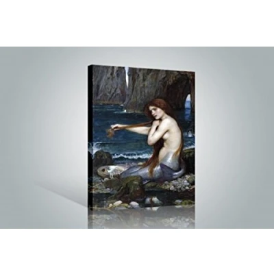 Abbildung von 1art1 John William Waterhouse Poster Die Meerjungfrau, 1900 Bilder Leinwand Bild Auf Keilrahmen XXL Wandbild Kunstdruck Als Leinwandbild 120x80 cm