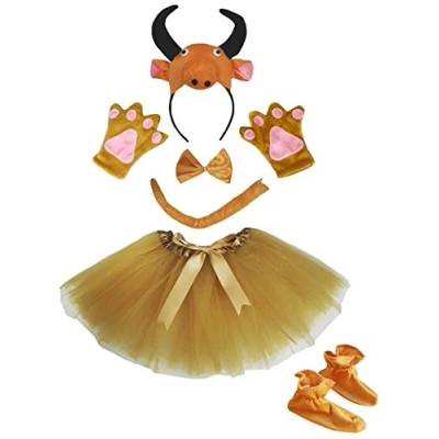 Abbildung von Petitebelle 3D Stirnband Bowtie Schwanz Handschuhe Rock Schuhe 6pc Mädchen Kostüm Einheitsgröße Kuh