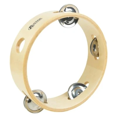 Abbildung von A Star 6 Zoll/15 cm handgehaltenes kopfloses Tamburin aus Holz, traditionelle Single Jingle Bell Row
