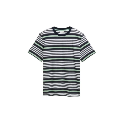 Abbildung von TOM Tailor MIT Streifenmuster Tshirt print, Herren, Größe: XXL, Navy multicolor melange stripe