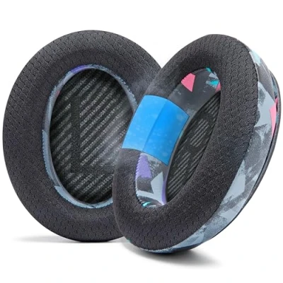 Abbildung von WC Freeze QC35 Kühlgel Ohrpolster für Bose und QC35ii (QuietComfort 35) Kopfhörer mehr Atmungsaktives Sportgewebe, kühlendes Gel, extra dick länger kühl 90&#039;s Black