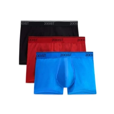 Abbildung von 2(x)ist)IST Men&#039;s Cotton Stretch No Show Trunk 3 Pack, Scotts Red/Black/Skydiver, Medium