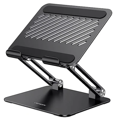 Abbildung von UGREEN Tablet Ständer Verstellbare Halterung Aluminium Faltbarer Handy, kompatibel mit iPad Pro Air Mini 11 12.9 Galaxy Tab S9 Huawei MatePad iPhone 15 bis 12,9 Zoll (Schwarz)