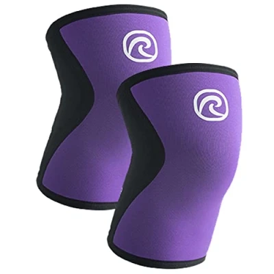 Abbildung von Rehband Kniebandage Kraftsport, Kniestütze für Cross Fit &amp; schweres Training, Knee Sleeve aus 5 mm Neopren, in vielen Farben Größen, Unisex, Farbe:Lila 1 Paar, Größe:S