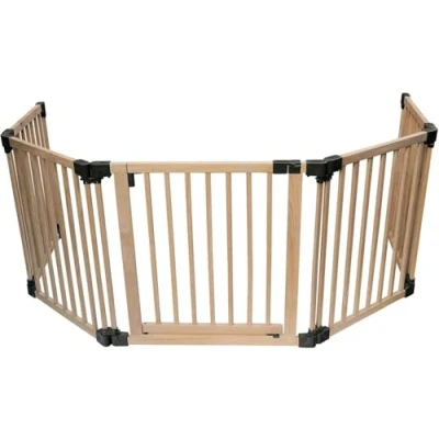 Abbildung von Safetots Holz Sicherheitsbarriere, bis zu 336,5cm, Naturholz, flexible Raum und Treppenbarriere, einfache Installation