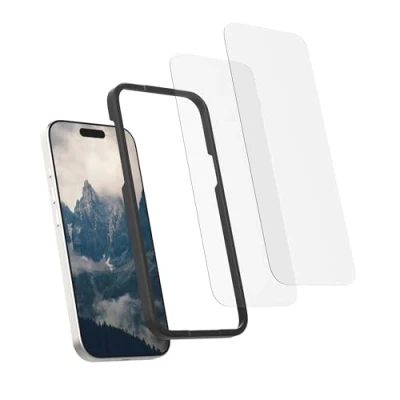 Abbildung von Rokform Displayschutzfolie kompatibel mit iPhone 16 Pro, Active Touch, bruchsicher, High Definition, hüllenfreundlich, gehärtetes Glas, Displayschutzfolie, 2 Stück (klar)