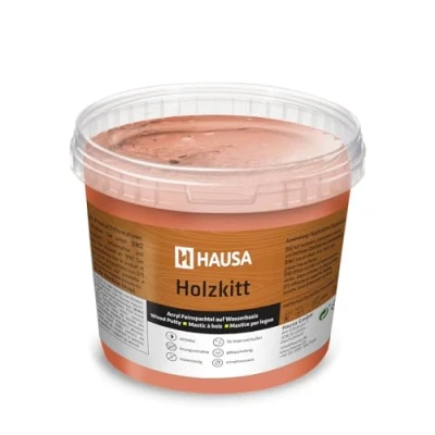 Abbildung von HAUSA Holzkitt 1 kg Mahagoni Holzspachtelmasse, Kitt für Holz, Holzspachtel/Füllmasse zum Reparieren von Holzschäden gebrauchsfertig ausgezeichnete Füllkraft schnelltrocknend rissbeständig