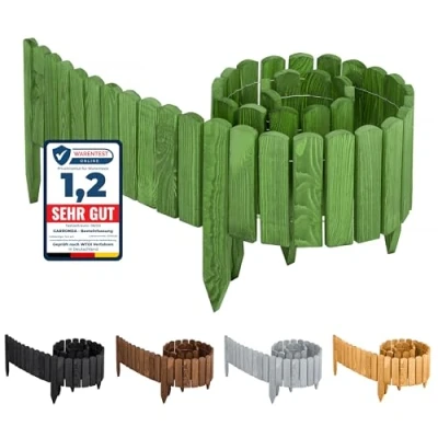 Abbildung von Garronda Rasenkante Beeteinfassung Holz Rollzaun Flexibler Rollborder Länge: 2m GD 0046