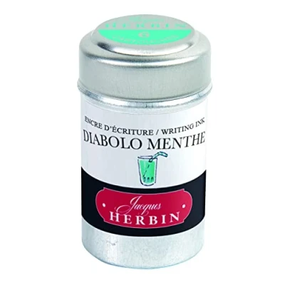 Abbildung von Jacques Herbin 20133T Dose mit 6 Tintenpatronen, ideal für Standardfüller, Pfefferminzgrün