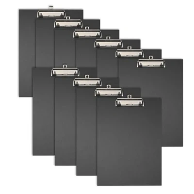 Abbildung von Original Falken 10er Pack Umwelt Klemmbrett Öko. Made in Germany. Mit stabilem Pappkern und farbigem Papierbezug außen für DIN A4 schwarz Blauer Engel ideal Inventur Lagerwirtschaft