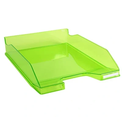 Abbildung von Exacompta 113297D Premium Briefablage Combo Midi DIN A4. Idealer Briefkorb für Ihre Organisation. Robuster und stapelbarer Ablagekorb apfelgrün transparent glänzend (1 Stück)