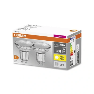 Abbildung von OSRAM LED Reflektorlampe PAR16, 4.3W, Warm Weiß, nicht dimmbar, GU10, 2 pack