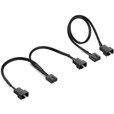 Abbildung von Poppstar 4 Pin oder 3 Lüfter Kabel Set (15cm Y Kabel) Computer Kabel, 1x Buchse auf 2x Stecker (30 cm), Verlängerungskabel Anschluss Prozessor / Gehäuselüfter an Mainboard