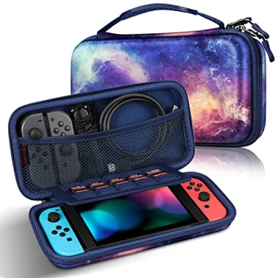 Abbildung von Fintie Tasche für Nintendo Switch Tragetasche Aufbewahrungstasche Hülle Case mit 10 Spielkartenhaltern und Haltegurt Die Konsole Joy Con &amp; Accessoires, (Z Galaxie)