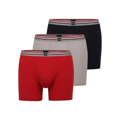 Abbildung von bugatti LONG PRAG 3 PACK Boxershorts, Herren, Größe: Medium, Rot/dunkel/multicolor