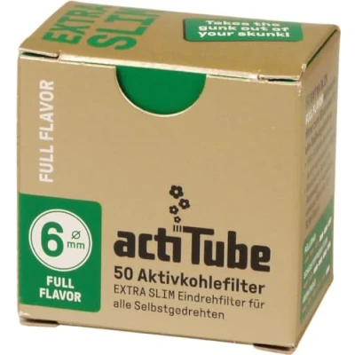 Abbildung von actiTube Tune Extra Slim Aktivkohlefilter, 6 mm Durchmesser, 50 Filter pro Packung, 4 Packungen mit 200 Filtern