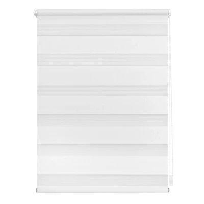 Abbildung von Lichtblick Doppelrollo Klemmfix ohne Bohren, Streifen, Blickdicht, Klemmträger Montage, Sichtschutz, Wandmongtage, Deckenmontage, für Fenster und Türen Weiß,75 cm x 150 (B L)
