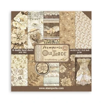 Abbildung von Stamperia Scrapbook Paper Pad for Scrapbooking, Albums, Card Making, Bullet Journalling and More, Acid Free, Double Sided, Perfect Hobbies, Crafts, Gifting (Old Lace) (20.3 x 20.3cm)