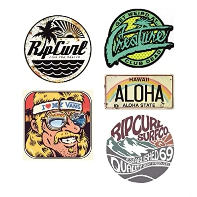 Abbildung von cut it folientechnik &amp; design #970 / 5X Surf Aufkleber 6,5cm Hawaii Kult Sticker Auto Oldtimer Oldschool Vintage Surfing Bus Aloha V8 Retro Ratte Hotrod