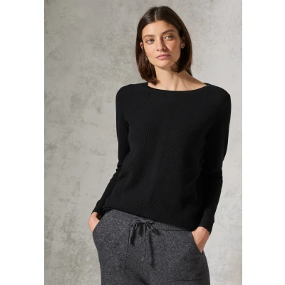 Abbildung von Cecil MIT Struktur Strickpullover, Damen, Größe: Large, Schwarz