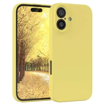 Abbildung von EAZY Case Silikonhülle für iPhone 16 Hülle Silikon weich stoßfeste Handyhülle Schutzhülle mit Kameraschutz Dünn Premium Schutz Cover TPU Phone Bumper in Gelb
