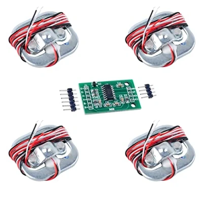 Abbildung von DIYmalls 4 stücke Wägezelle 50kg Gewicht Sensor halbe brücke Menschlichen Körper Skala Dehnungsmessstreifen + 1 HX711 Verstärker AD Wägemodul für Arduino