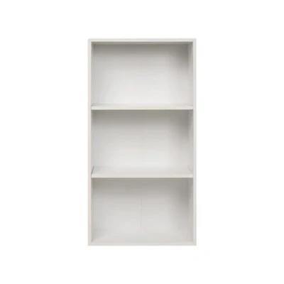 Abbildung von furni24 Breites Bücherregal mit 3 Fächern, Holzregal, Würfelregal, Aufbewahrungsregal, weiß, 60x31x115h