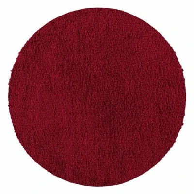 Abbildung von Carpetsale24 Shaggy Hochflor Teppich Wohnzimmer 200 cm Rund Rot Modern Flauschiger Extra Weich, Pflegeleicht und Einfarbig Ideal als für Schlafzimmer, Esszimmer Küche