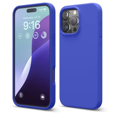 Abbildung von elago Premium Liquid Silikon Hülle Kompatibel mit iPhone 16 Pro Max Hülle, Ganzkörper Handyhülle, Stoßfest, Schlanke Kratzfester weicher Mikrofaser Innenfutter, 6.9 Zoll (Kobaltblau)