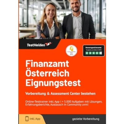Abbildung von Finanzamt Österreich Eignungstest Vorbereitung &amp; Assessment Center bestehen: Online Testtrainer inkl. App I + 5.000 Aufgaben mit Lösungen, Erfahrungsberichte, Austausch in Community uvm!