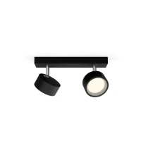 Abbildung von Philips Bracia 2 er LED Spots (11 W), zweiflammige Wandspots mit warmweißem Licht, energiesparende Raumbeleuchtung langer Nutzlebensdauer, schwarz